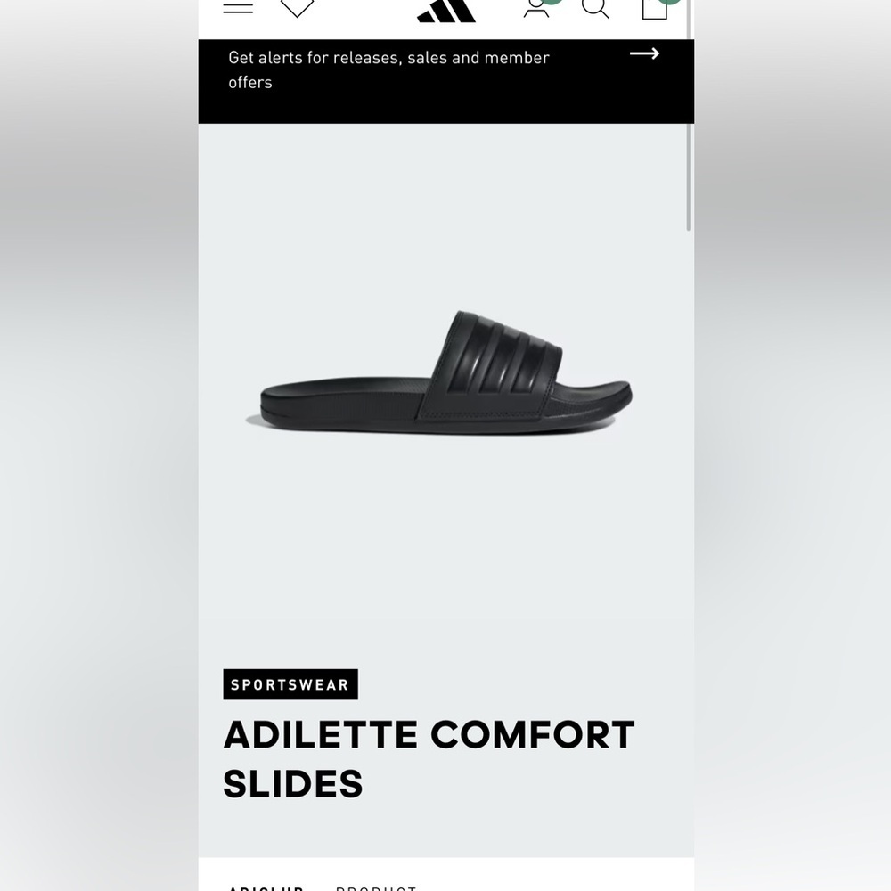 adidas Adilette Comfort Black Slide with Textured Footbed Men’s 12